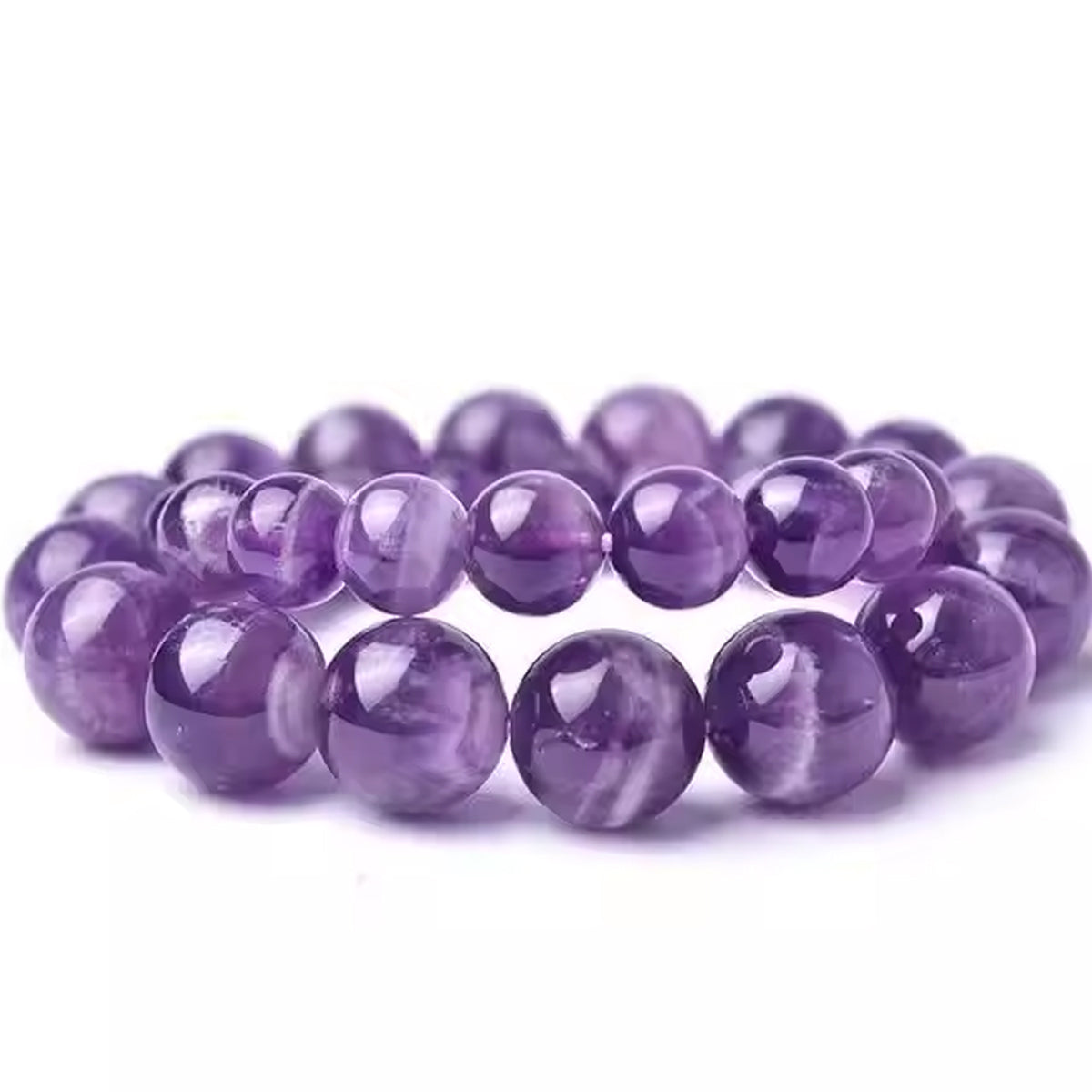 Natural Rare Purple Amethyst Crystal Beads Bracelet"