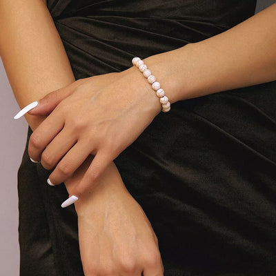 Crystal Camel Bon/ Natural White Turquoise Stone Bracelets