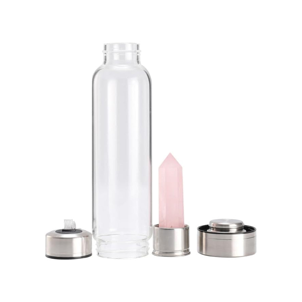 Crystal Water Bottle with Changeable Natural Healing Gemstone Crystal Center