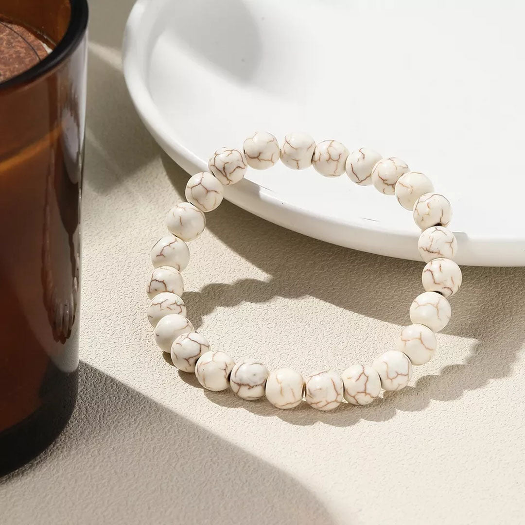 Crystal Camel Bon/ Natural White Turquoise Stone Bracelets