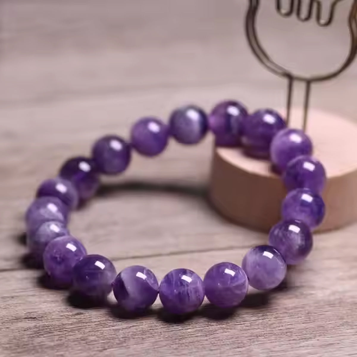 Natural Rare Purple Amethyst Crystal Beads Bracelet"