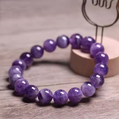 Natural Rare Purple Amethyst Crystal Beads Bracelet"