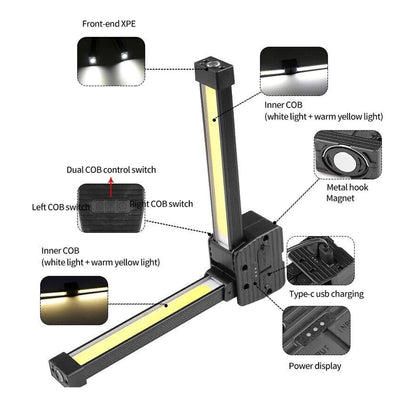 COB Camping Light Adjustable XPE LED Tent Lamp FlashlightHiking Outdoor Supplies