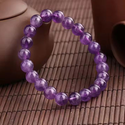 Natural Rare Purple Amethyst Crystal Beads Bracelet"