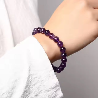 Natural Rare Purple Amethyst Crystal Beads Bracelet"