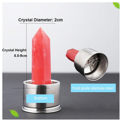 Crystal Water Bottle with Changeable Natural Healing Gemstone Crystal Center