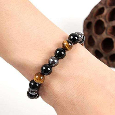 Tiger Eye, Black Onyx & Hematite - Tripple Protection Bracelet