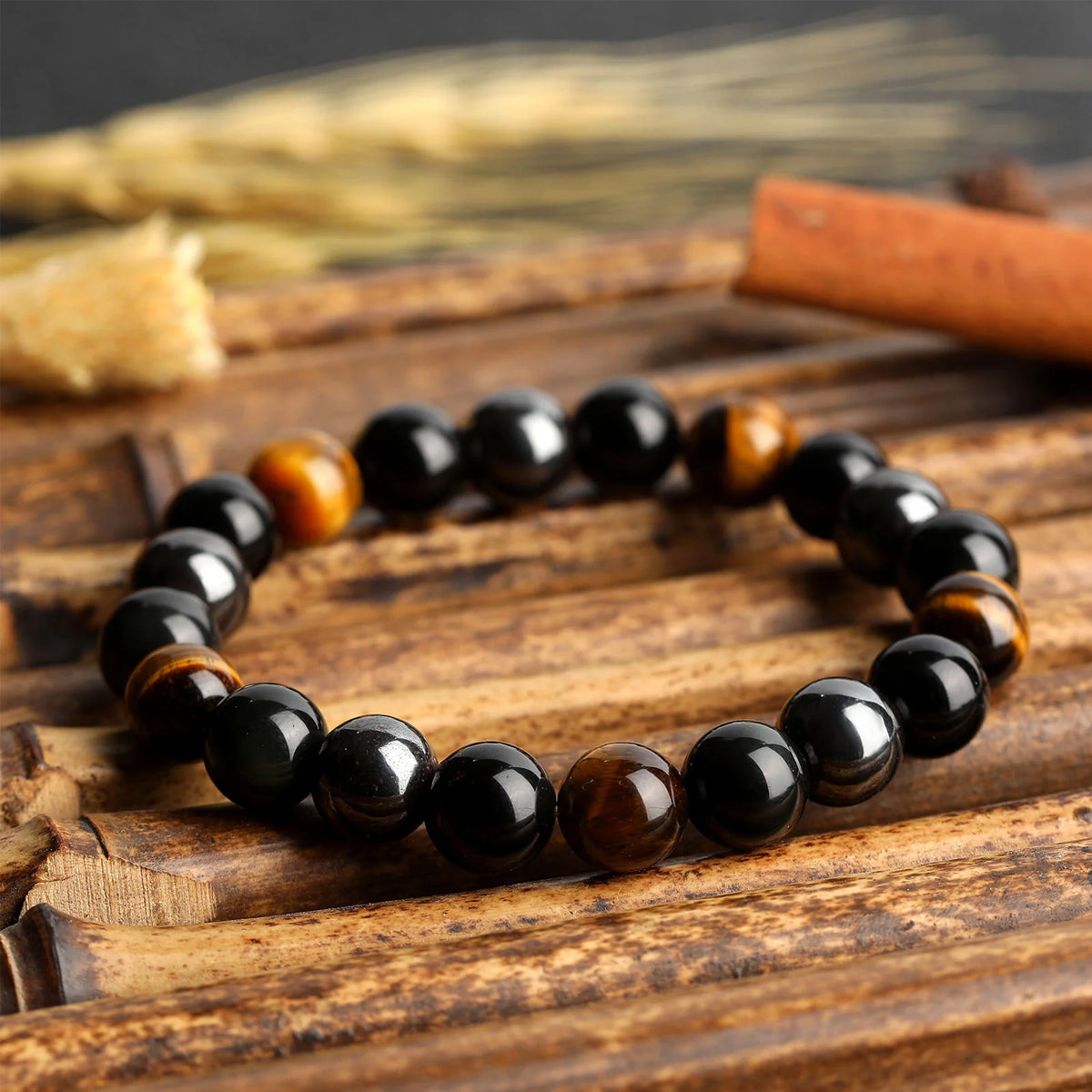 Tiger Eye, Black Onyx & Hematite - Tripple Protection Bracelet
