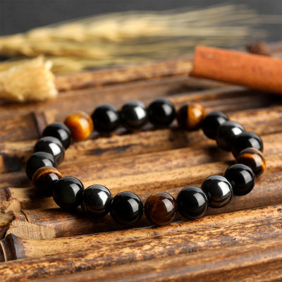 Tiger Eye, Black Onyx & Hematite - Tripple Protection Bracelet