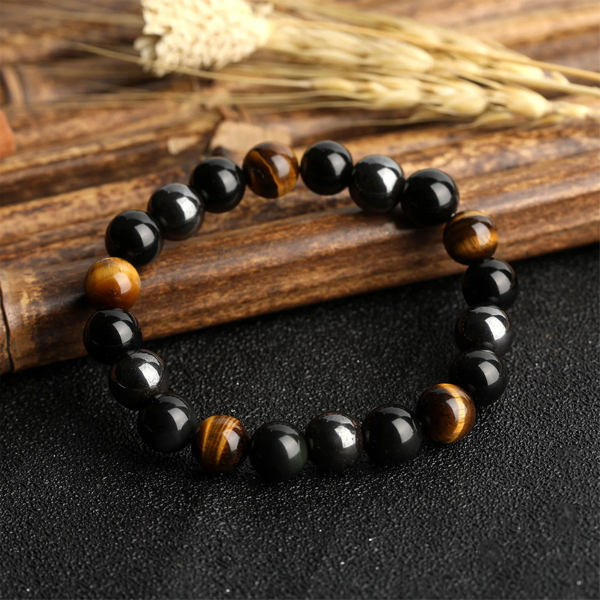 Tiger Eye, Black Onyx & Hematite - Tripple Protection Bracelet