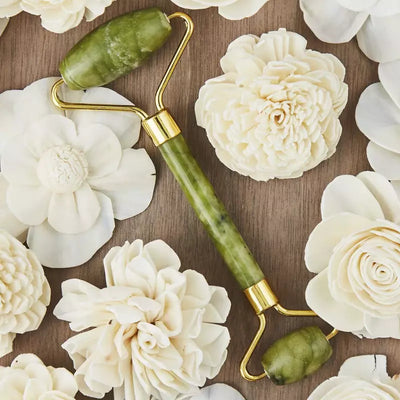 Facial Scraping Massage Tool Gua Sha Jade Stone Roller Set Natural Jade Crystal